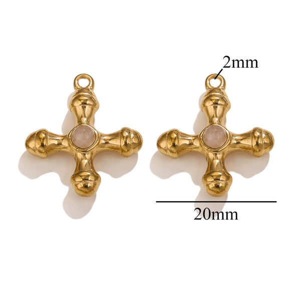 Wholesale Jewelry Retro Light Luxury Tiger Eye Stone Cross Pendant Titanium Steel Chain