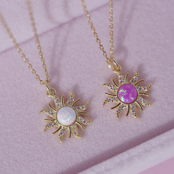 Wholesale Jewelry Retro Literature And Art Style Geometric Copper Opal Zircon Pendant Necklace For Women