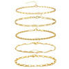 Wholesale Jewelry Retro Minimalist Geometric Copper Gold Plated Bracelet Suit