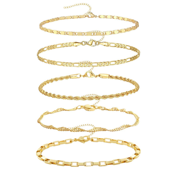 Wholesale Jewelry Retro Minimalist Geometric Copper Gold Plated Bracelet Suit