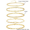 Wholesale Jewelry Retro Minimalist Geometric Copper Gold Plated Bracelet Suit