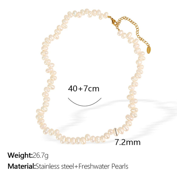 Wholesale Jewelry Retro Natural Pearl 316L Stainless Steel Electroplated Necklace For Women