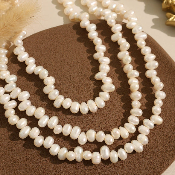 Wholesale Jewelry Retro Natural Pearl 316L Stainless Steel Electroplated Necklace For Women