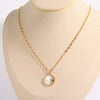 Wholesale Jewelry Retro Natural Style Round Sea Shell Copper Electroplated Ochain Pendant Necklace