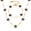 Wholesale Jewelry Retro Niche Style Flower Shape Natural Stone Beaded 316L Stainless Steel Chain Electroplated