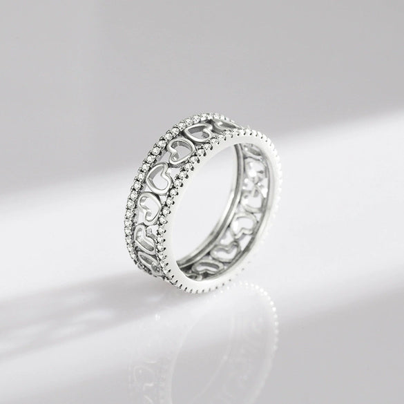 Wholesale Jewelry Retro Niche Style Heartshaped S925 Sterling Silver Ring