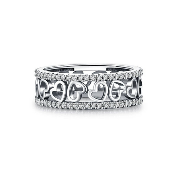 Wholesale Jewelry Retro Niche Style Heartshaped S925 Sterling Silver Ring