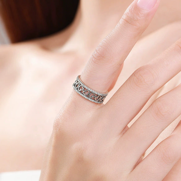 Wholesale Jewelry Retro Niche Style Heartshaped S925 Sterling Silver Ring
