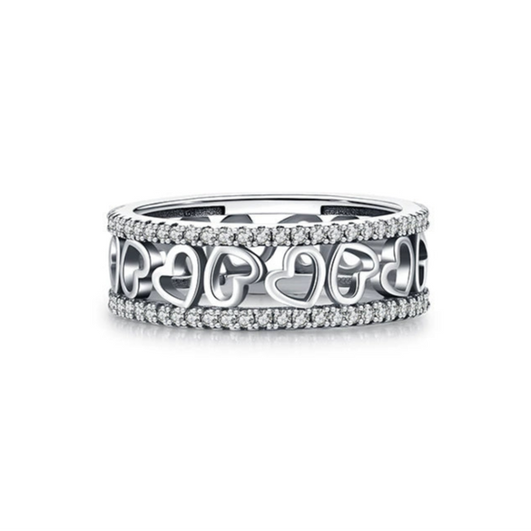 Wholesale Jewelry Retro Niche Style Heartshaped S925 Sterling Silver Ring