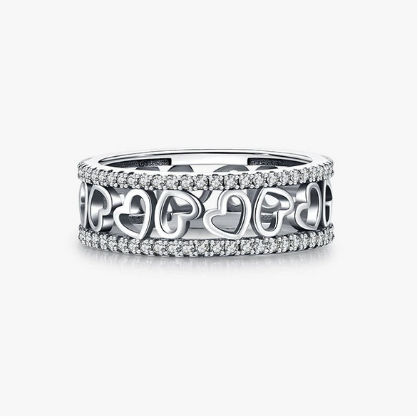 Wholesale Jewelry Retro Niche Style Heartshaped S925 Sterling Silver Ring