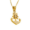 Wholesale Jewelry Retro Ocean Style Pirate Ship Stainless Steel Anchor Necklace Inlaid With Zircon Electroplated