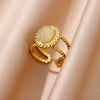 Wholesale Jewelry Retro Palace Style Turquoise Geometric Animal Zodiac 18K Goldplated Ring For Women