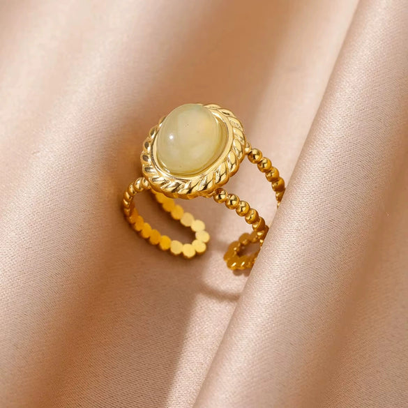 Wholesale Jewelry Retro Palace Style Turquoise Geometric Animal Zodiac 18K Goldplated Ring For Women