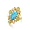 Wholesale Jewelry Retro Palace Style Turquoise Geometric Animal Zodiac 18K Goldplated Ring For Women