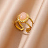 Wholesale Jewelry Retro Palace Style Turquoise Geometric Animal Zodiac 18K Goldplated Ring For Women