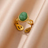Wholesale Jewelry Retro Palace Style Turquoise Geometric Animal Zodiac 18K Goldplated Ring For Women