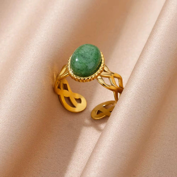 Wholesale Jewelry Retro Palace Style Turquoise Geometric Animal Zodiac 18K Goldplated Ring For Women