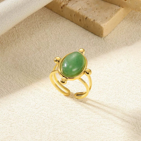 Wholesale Jewelry Retro Palace Style Turquoise Geometric Animal Zodiac 18K Goldplated Ring For Women