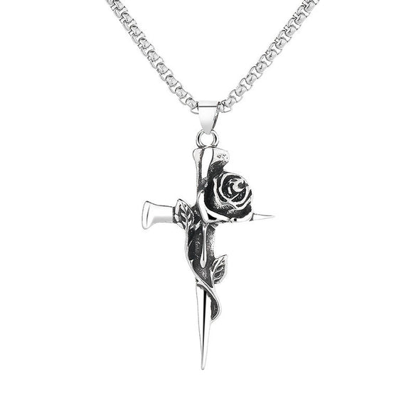 Wholesale Jewelry Retro Punk Navy Anchor Titanium Steel Pendant Necklace With Baking Paint Pattern Of Letters Numbers Text