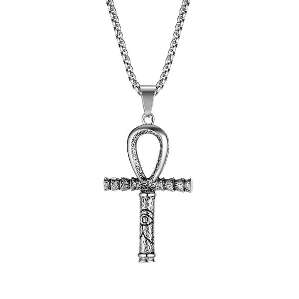 Wholesale Jewelry Retro Punk Navy Anchor Titanium Steel Pendant Necklace With Baking Paint Pattern Of Letters Numbers Text