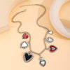 Wholesale Jewelry Retro Religious Alloy Heart Shape And Geometric Pendant Necklace With Silver O Word Chain Electroplated