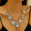 Wholesale Jewelry Retro Religious Alloy Heart Shape And Geometric Pendant Necklace With Silver O Word Chain Electroplated