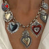 Wholesale Jewelry Retro Religious Alloy Heart Shape And Geometric Pendant Necklace With Silver O Word Chain Electroplated