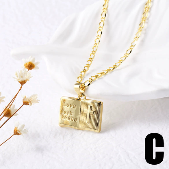 Wholesale Jewelry Retro Religious Cross Copper Electroplated Geometric Pendant Necklace For Women