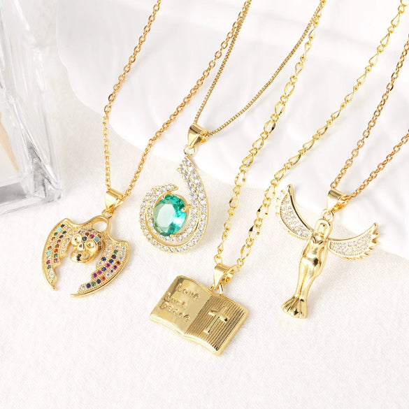 Wholesale Jewelry Retro Religious Cross Copper Electroplated Geometric Pendant Necklace For Women