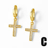Wholesale Jewelry Retro Simple Geometric Copper Goldplated Cross Pendant Earrings