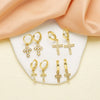 Wholesale Jewelry Retro Simple Geometric Copper Goldplated Cross Pendant Earrings