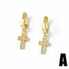 Wholesale Jewelry Retro Simple Geometric Copper Goldplated Cross Pendant Earrings