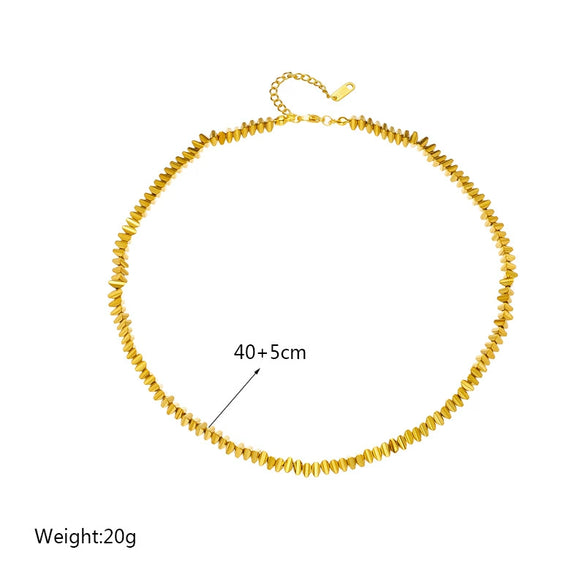Wholesale Jewelry Retro Simple Geometric Three Dimensional Triangle Titanium Steel Beaded Woven Handmade Necklace