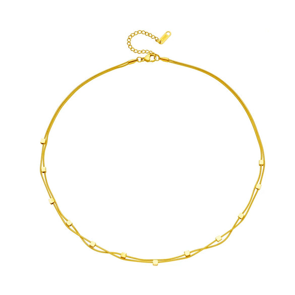 Wholesale Jewelry Retro Simple Geometric Titanium Steel Double Layer Necklace With Electroplating
