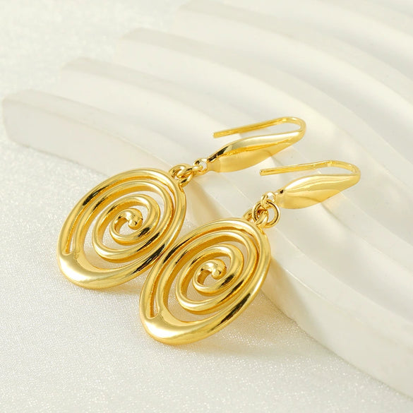Wholesale Jewelry Retro Simple Handmade Stainless Steel Geometric Vortex Earrings Electroplated