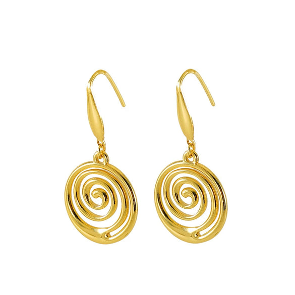 Wholesale Jewelry Retro Simple Handmade Stainless Steel Geometric Vortex Earrings Electroplated