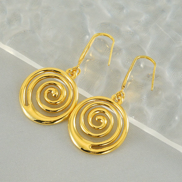 Wholesale Jewelry Retro Simple Handmade Stainless Steel Geometric Vortex Earrings Electroplated
