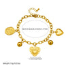 Wholesale Jewelry Retro Simple Heart Pendant Stainless Steel Goldplated Necklace Bracelet Women's Set