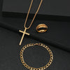 Wholesale Jewelry Retro Simple Style Cross 304 Stainless Steel Gold Plated Jewelry Set
