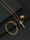 Wholesale Jewelry Retro Simple Style Cross 304 Stainless Steel Gold Plated Jewelry Set