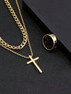 Wholesale Jewelry Retro Simple Style Cross 304 Stainless Steel Gold Plated Jewelry Set