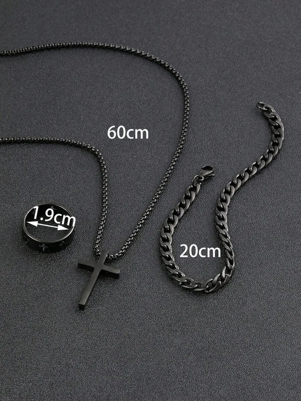 Wholesale Jewelry Retro Simple Style Cross 304 Stainless Steel Gold Plated Jewelry Set