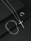 Wholesale Jewelry Retro Simple Style Cross 304 Stainless Steel Gold Plated Jewelry Set