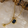 Wholesale Jewelry Retro Simple Style Geometric 304 Stainless Steel Shell Zircon 18K Gold Plated Inlay Pendant Necklace