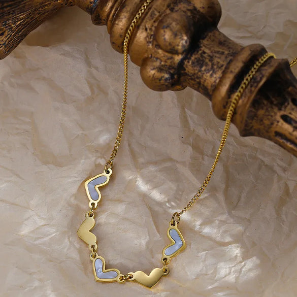 Wholesale Jewelry Retro Simple Style Geometric 304 Stainless Steel Shell Zircon 18K Gold Plated Inlay Pendant Necklace