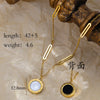 Wholesale Jewelry Retro Simple Style Geometric 304 Stainless Steel Shell Zircon 18K Gold Plated Inlay Pendant Necklace