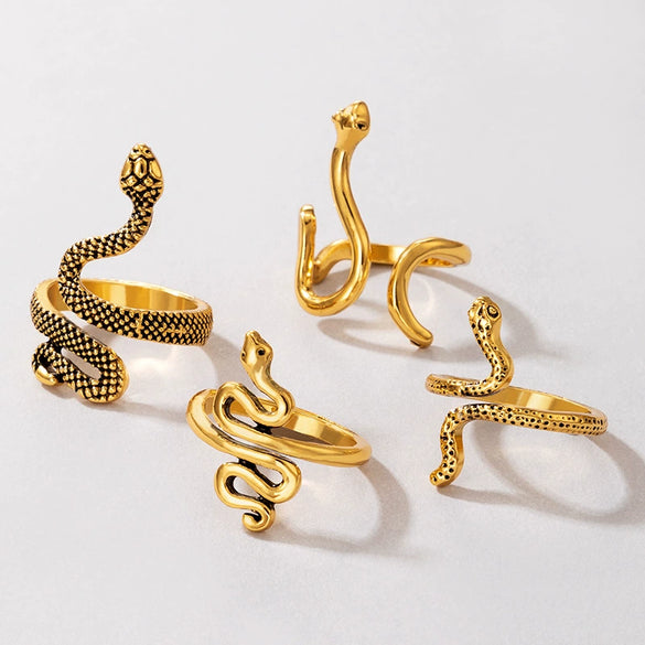 Wholesale Jewelry Retro Snake Animal Alloy Ring Electroplating Geometric Style Unisex
