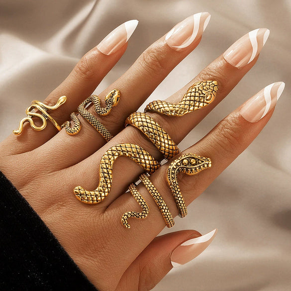 Wholesale Jewelry Retro Snake Animal Alloy Ring Electroplating Geometric Style Unisex