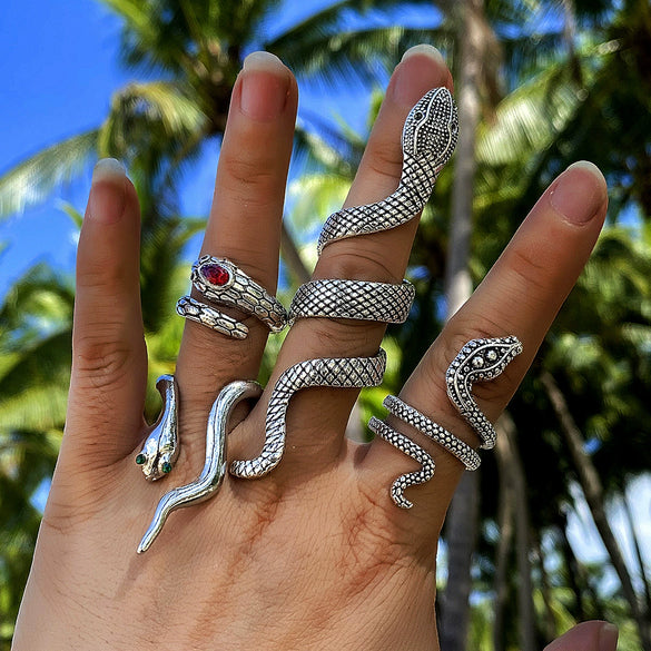 Wholesale Jewelry Retro Snake Animal Alloy Ring Electroplating Geometric Style Unisex