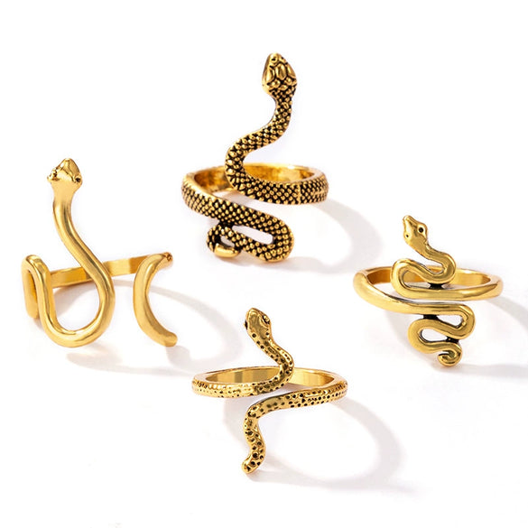 Wholesale Jewelry Retro Snake Animal Alloy Ring Electroplating Geometric Style Unisex